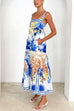 Margovil Pocketed Side Slit Printed Maxi Cami Dress