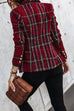 Margovil Double Breasted Open Front Plaid Blazer Jacket