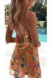 Margovil Chain Strap Backless Sequin Floral Mini Cami Dress