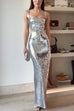 Margovil Sleeveless Open Back Sequin Bodycon Maxi Party Dress