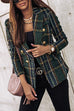 Margovil Double Breasted Open Front Plaid Blazer Jacket