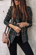 Margovil Double Breasted Open Front Plaid Blazer Jacket