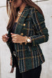 Margovil Double Breasted Open Front Plaid Blazer Jacket