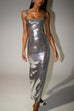 Margovil Sleeveless Open Back Sequin Bodycon Maxi Party Dress