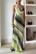 Halter Cowl Neck Open Back Tie Dye Maxi Dress