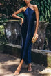 Margovil Chicest Halter Draped Fringe Maxi Party Dress