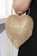 Margovil Luxury Heart Shape Rhinestones Tassel Evening Handbag