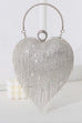 Margovil Luxury Heart Shape Rhinestones Tassel Evening Handbag