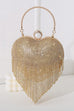 Margovil Luxury Heart Shape Rhinestones Tassel Evening Handbag