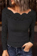 Margovil Long Sleeves Hollow Out Lace Slim Fit Top