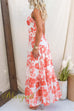 Back Lace-up Floral Print Ruffle Maxi Cami Dress