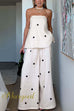 Margovil Polka Dot Strapless Top and Wide Leg Palazzo Pants Set