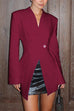 Margovil Chic V Neck Single Button Irregular Blazer