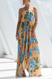 Strapless Irregular Hem Floral Print Pleated Maxi Dress