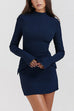 Mockneck Long Sleeves Bodycon Mini Dress