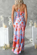 Bow Knot Halter Sleeveless Floral Print Maxi Dress