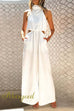 Sleeveless Tie Neck Cut Out Waist Wide Leg Jumpsuit