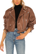 Margovil Vintage Lapel Zip Up Faux Leather Moto Jacket