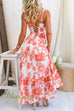 Back Lace-up Floral Print Ruffle Maxi Cami Dress