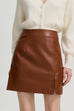 Margovil Slit Front Faux Leather Mini Skirt