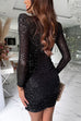 Margovil Mesh V Neck Ruched Sequin Bodycon Mini Party Dress