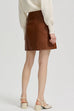 Margovil Slit Front Faux Leather Mini Skirt