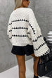 Margovil Lantern Sleeves Color Block Chunky Knit Sweater