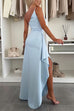 One Shoulder Draped Slit Maxi Cami Dress