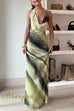 Halter Cowl Neck Open Back Tie Dye Maxi Dress