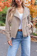 Margovil Zip Up Pocketed Faux Suede Moto Jacket(in 7 Colors)