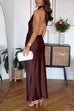 Margovil Halter Backless Satin Maxi Party Dress