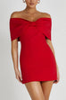 Margovil Bow Off Shoulder Bodycon Mini Party Dress