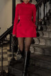 Margovil Mockneck Long Sleeves Waisted Mini Dress