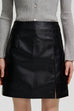 Margovil Slit Front Faux Leather Mini Skirt