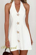 Halter V Neck Starfish Embellished Mini Dress