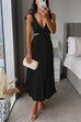 V Neck Cut Out Waist Sleeveless Pleated Maxi Dress(7 Colors Available!)