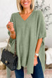 Chicest V Neck Loose Fit Solid Poncho Sweater