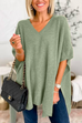 10 Colors V Neck Loose Fit Solid Poncho Sweater