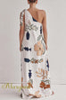 Margovil Tie Knot One Shoulder Floral Print Maxi Dress