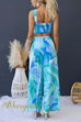 Printed Crop Cami Top and Wide Leg Pocketed Pants Set