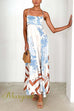 Spaghetti Strap Floral Print Swing Maxi Vacation Dress