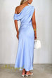 Asymmetrical One Shoulder Waisted Maxi Dress