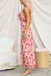 V Neck Ruffle Trim Sleeveless Floral Print Maxi Dress