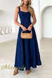 Square Neck Sleeveless Swing Denim Maxi Dress