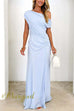 One Shoulder Ruched Waist Maxi Party Dress