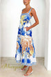 Margovil Pocketed Side Slit Printed Maxi Cami Dress