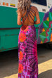 Criss Cross Backless Tie Dye Maxi Cami Dress