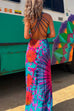 Criss Cross Backless Tie Dye Maxi Cami Dress