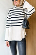 Margovil Turtleneck Side Split Striped Sweater