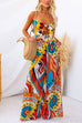 Spaghetti Strap Cut Out Wide Leg Printed Jumpsuit